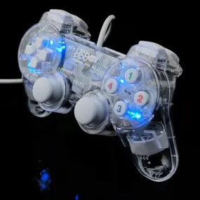 3 Colors Transparent LED Wired USB Gamepad Double Vibration Joystick Game Controller Joypad  For PC Laptop For Win7/10/XP Clear