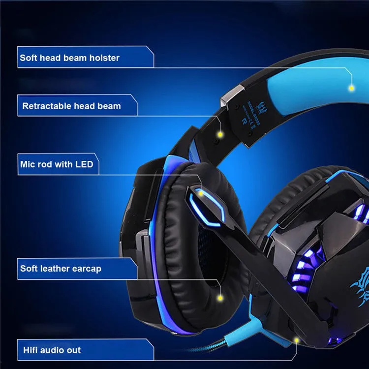 Best PC Gamer casque EACH G2000 Stereo Hifi Gaming Head Phones With Microphone Dazzle Lights Glow Game Music Headset