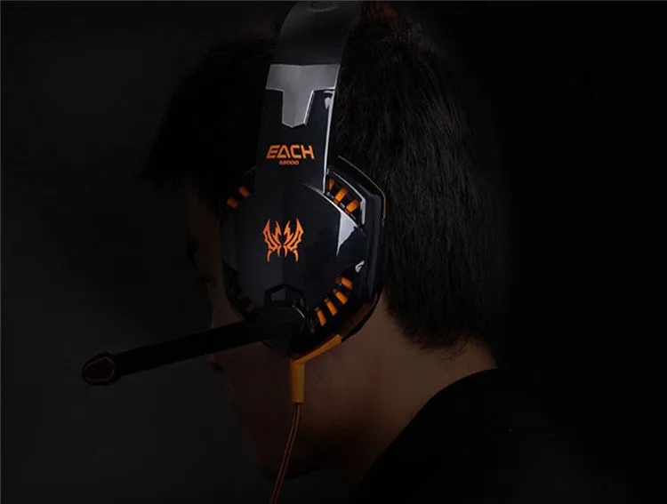 Best PC Gamer casque EACH G2000 Stereo Hifi Gaming Head Phones With Microphone Dazzle Lights Glow Game Music Headset