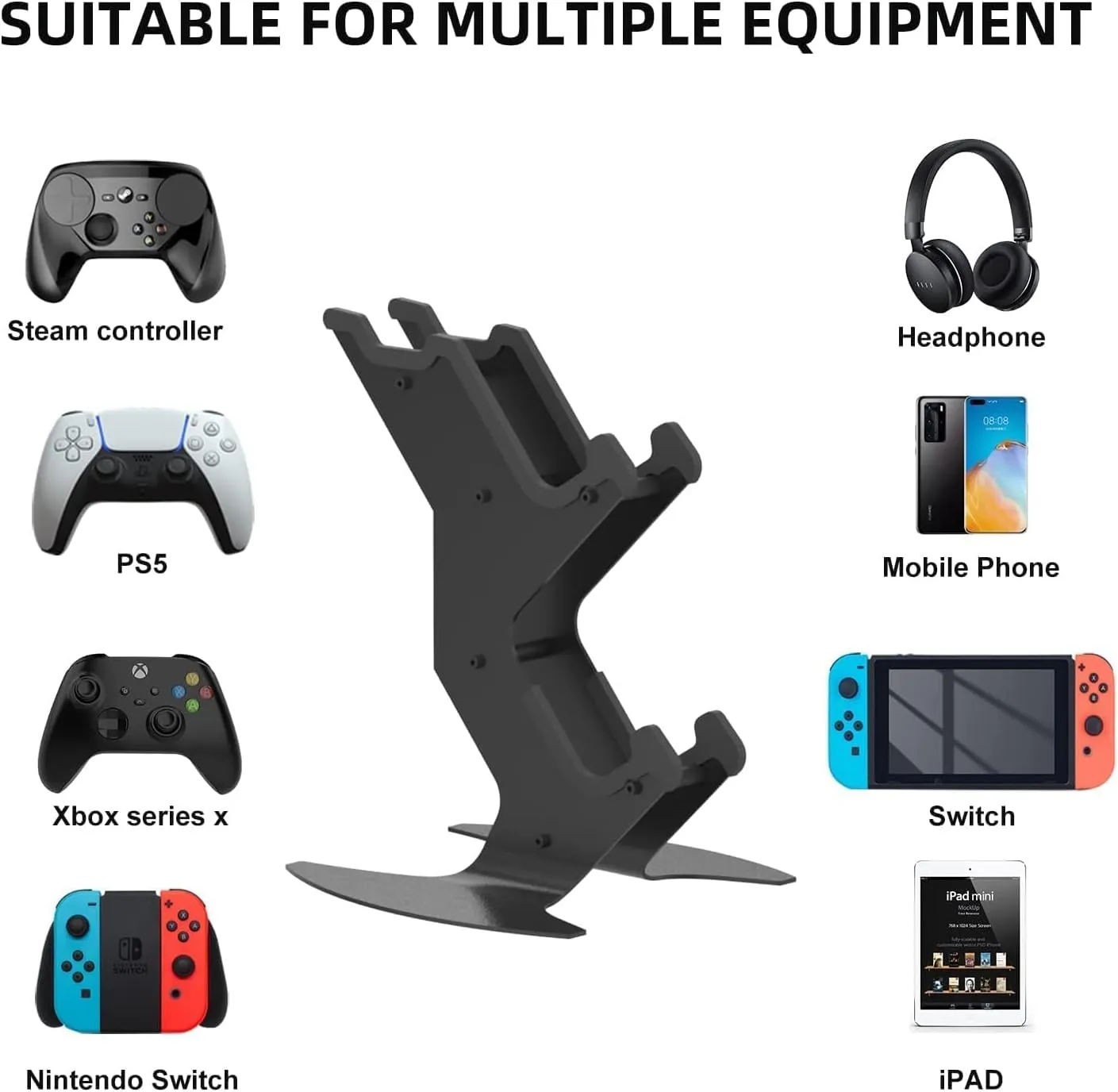 Controller Holder Universal Headset Stand Aluminum Metal Organizer Storage for Video Game Accessories