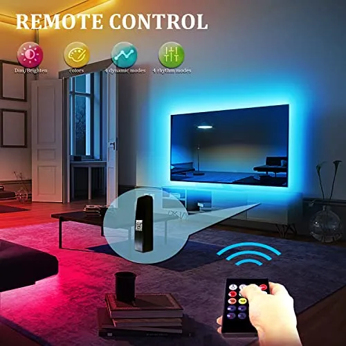 DAYBETTER LED Lights for TV, TV Led Backlight, 14.8ft for 65-75in TV, USB Powered TV Lights kit, Led Strip Lights Music Sync Remote, RGB Lamp for Gaming Bedroom Room HDTV Mood Lighting