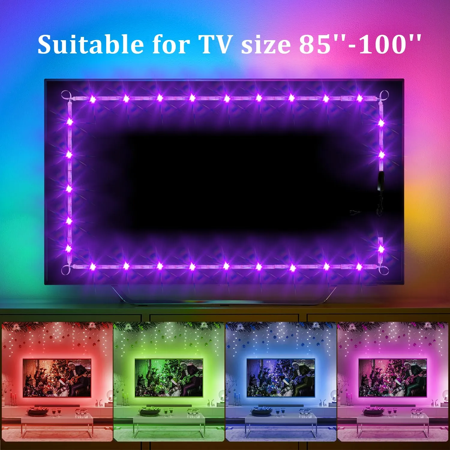 DAYBETTER LED Lights for TV, TV LED Backlight, 20FT for 85-100 Inch TV, USB Powered TV Lights Kit, LED Strip Lights Music Sync Remote, RGB Lamp for Gaming Bedroom Room HDTV Mood Indoor Lighting