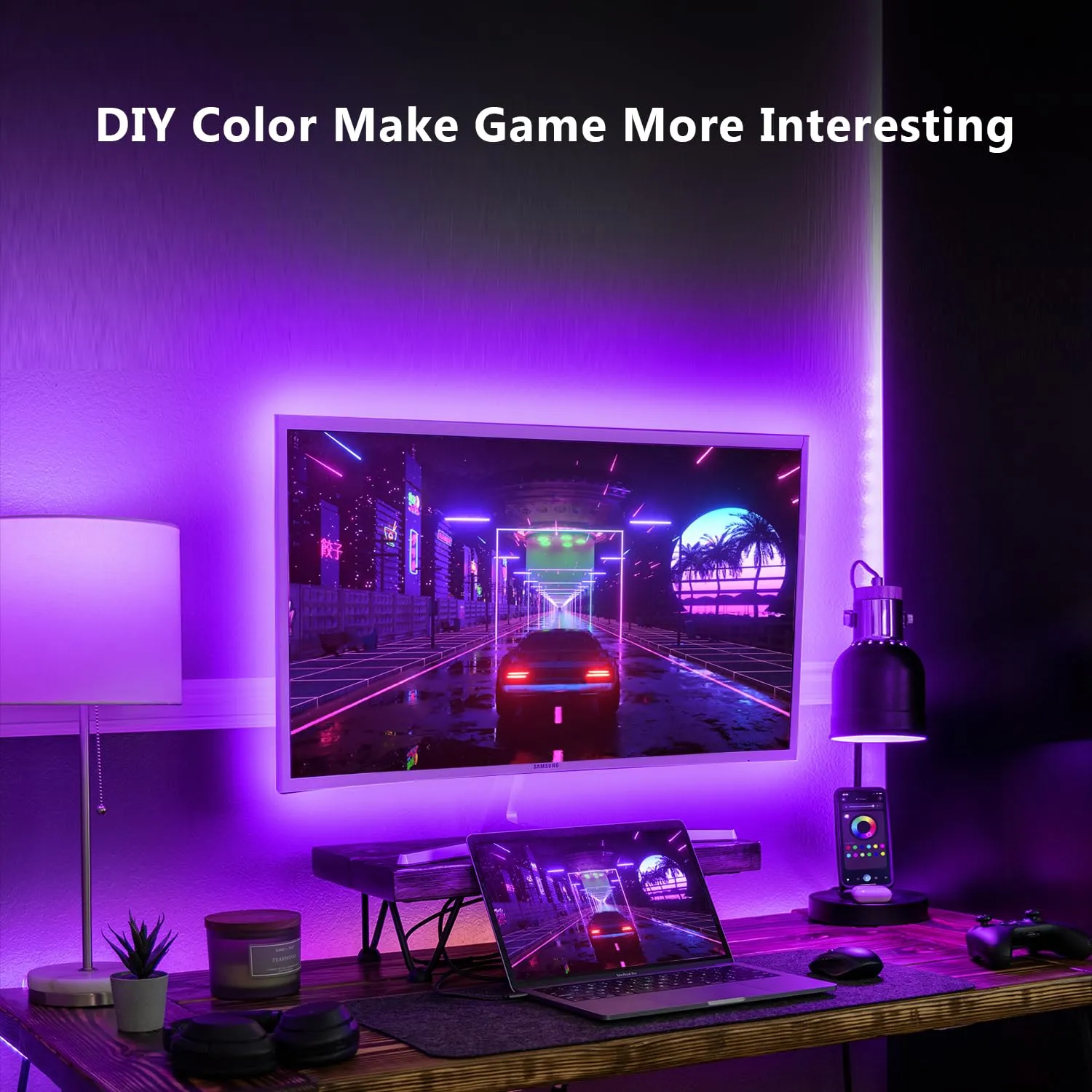 DAYBETTER LED Lights for TV, TV LED Backlight, 20FT for 85-100 Inch TV, USB Powered TV Lights Kit, LED Strip Lights Music Sync Remote, RGB Lamp for Gaming Bedroom Room HDTV Mood Indoor Lighting