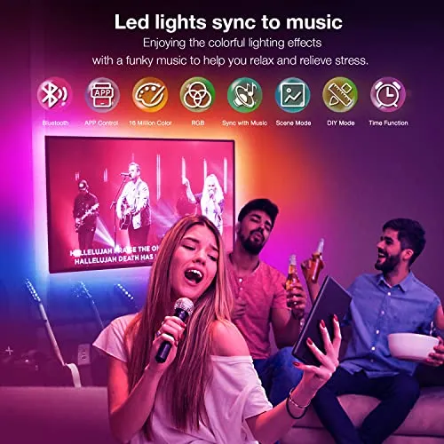 DAYBETTER Led Lights for TV, TV Led Backlight 75 Inch TV, 17ft Led TV Lights for 55-75inch TV, USB Led Strip Lights for TV Led Lights for Bedroom Bluetooth,Mood Lighting,Gaming Room Decor(No Remote)