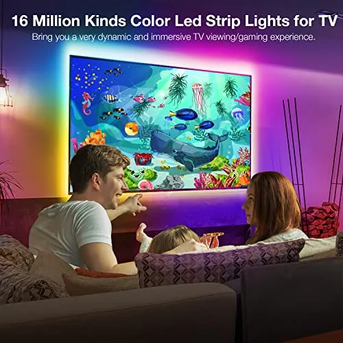 DAYBETTER Led Lights for TV, TV Led Backlight 75 Inch TV, 17ft Led TV Lights for 55-75inch TV, USB Led Strip Lights for TV Led Lights for Bedroom Bluetooth,Mood Lighting,Gaming Room Decor(No Remote)