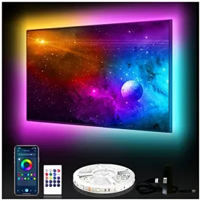 DAYBETTER TV LED Backlights, 8.2ft TV Light Strip for 32inch TV LED Strip Lights USB with Remote, TV LED Lights Music Sync RGB for Gaming Bedroom Room HDTV Mood Lighting