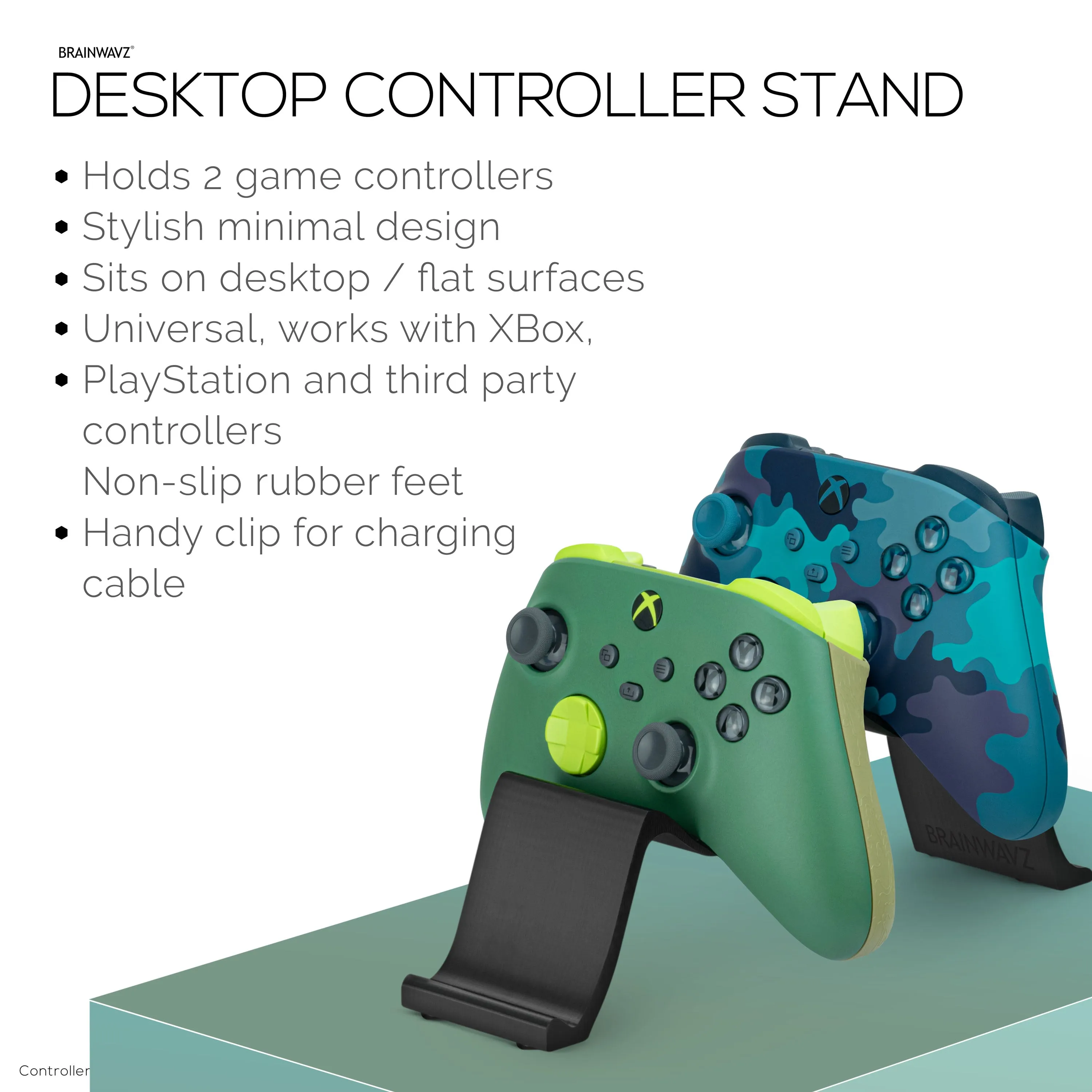 Desktop Dual Game Controller Stand Holder – Stylish, Minimal Wave Design, Suitable for PS5, Xbox, Switch, PC & Retro Gamepads