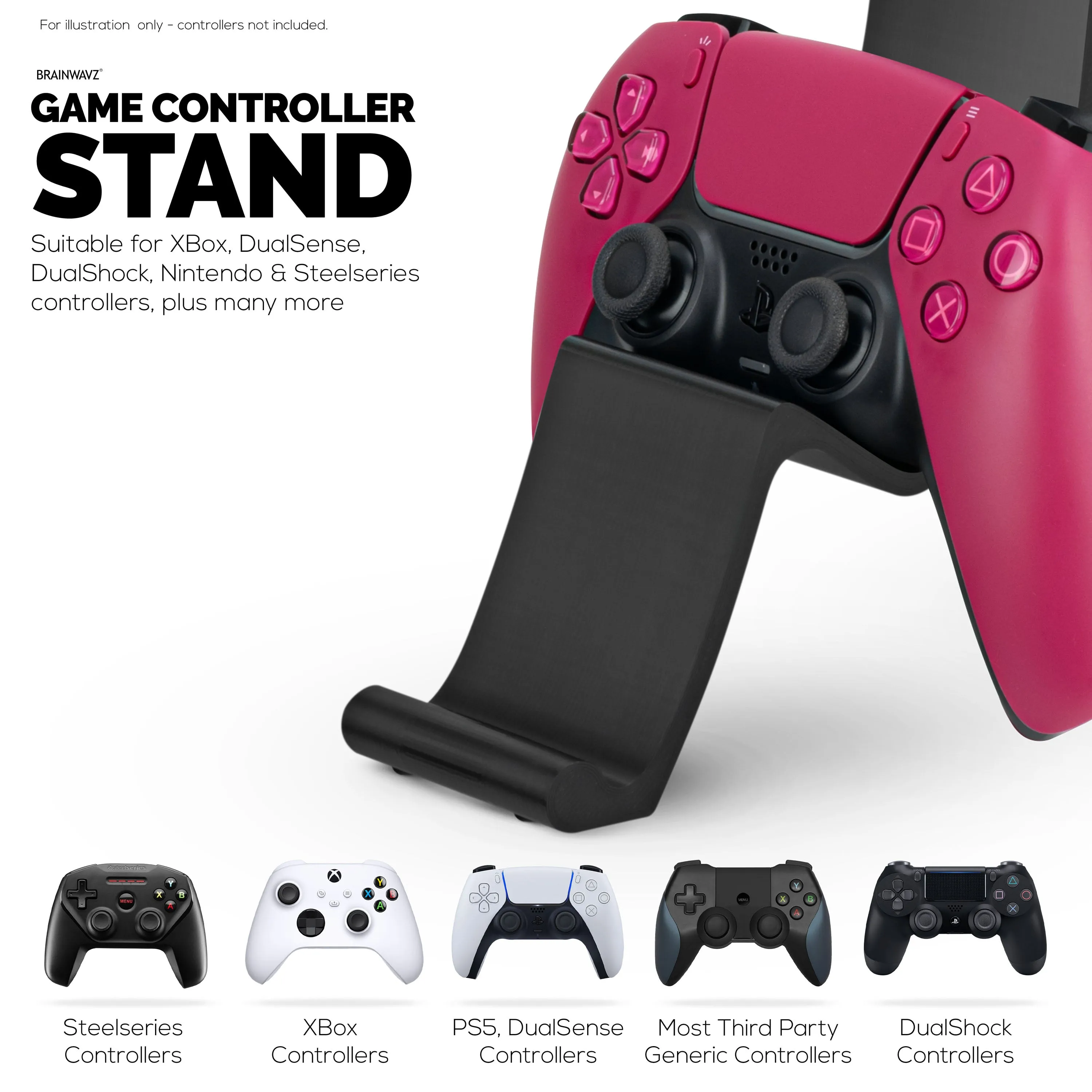 Desktop Game Controller & Headphone Stand Hanger - Stylish, Minimalist Wave Design for PS5, Xbox, Switch, PC & Retro Gamepads