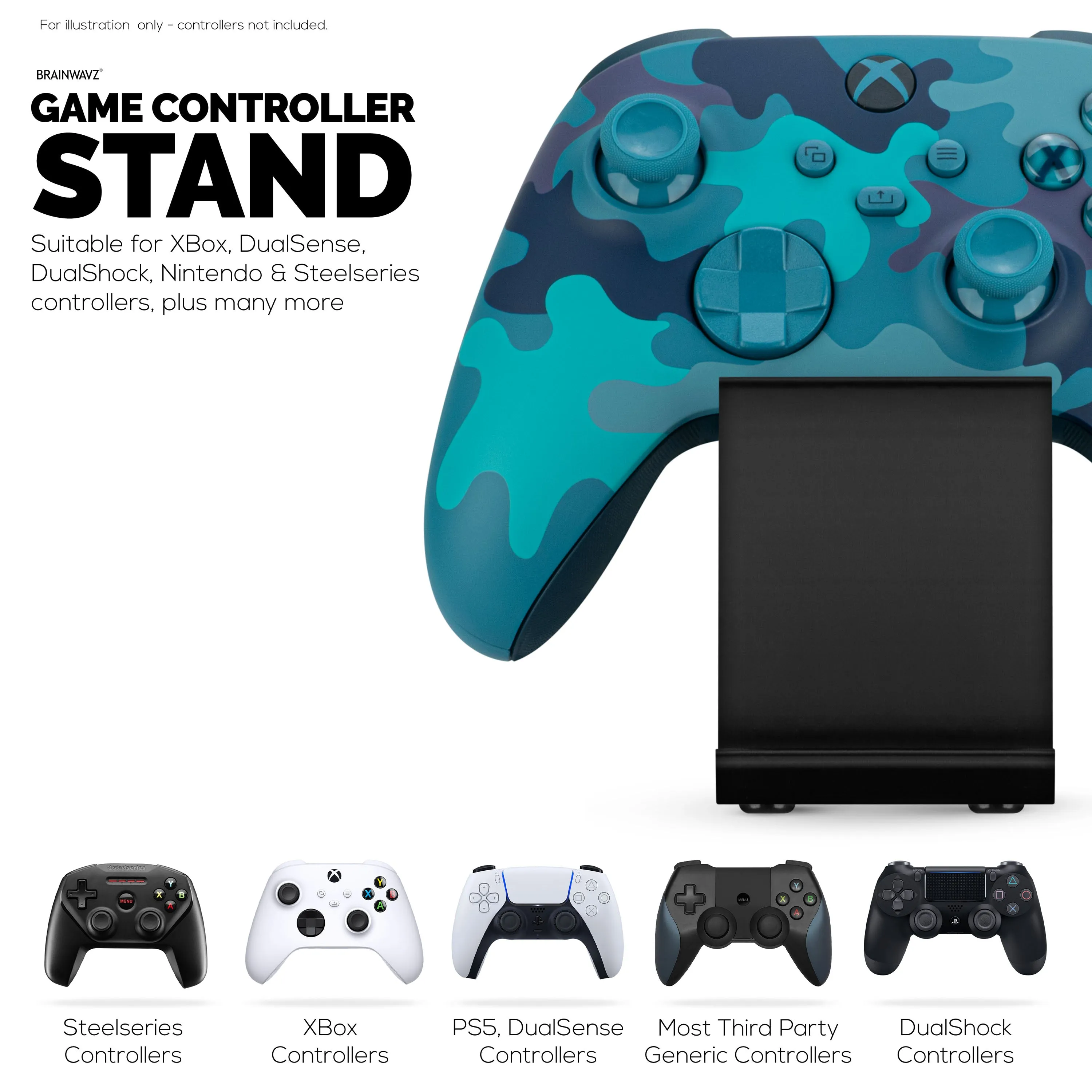 Desktop Game Controller Stand Holder – Stylish, Minimal Wave Design, Suitable for PS5, Xbox, Switch, PC & Retro Gamepads