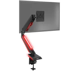 Duronic Monitor Arm Stand DMGM5X1 | Single PC Desk Mount with Red LED Lights | Height Adjustable | For One 15-32 Inch Screen | VESA 75/100 | 8kg Capacity | Tilt  90°/-85°, Swivel 360°,Rotate 360°