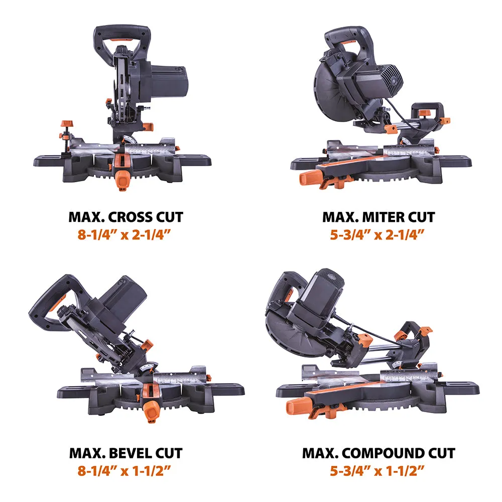 Evolution R185SMS : Single Bevel Sliding Miter Saw With 7-1/4 in. Multi-Material Cutting Blade