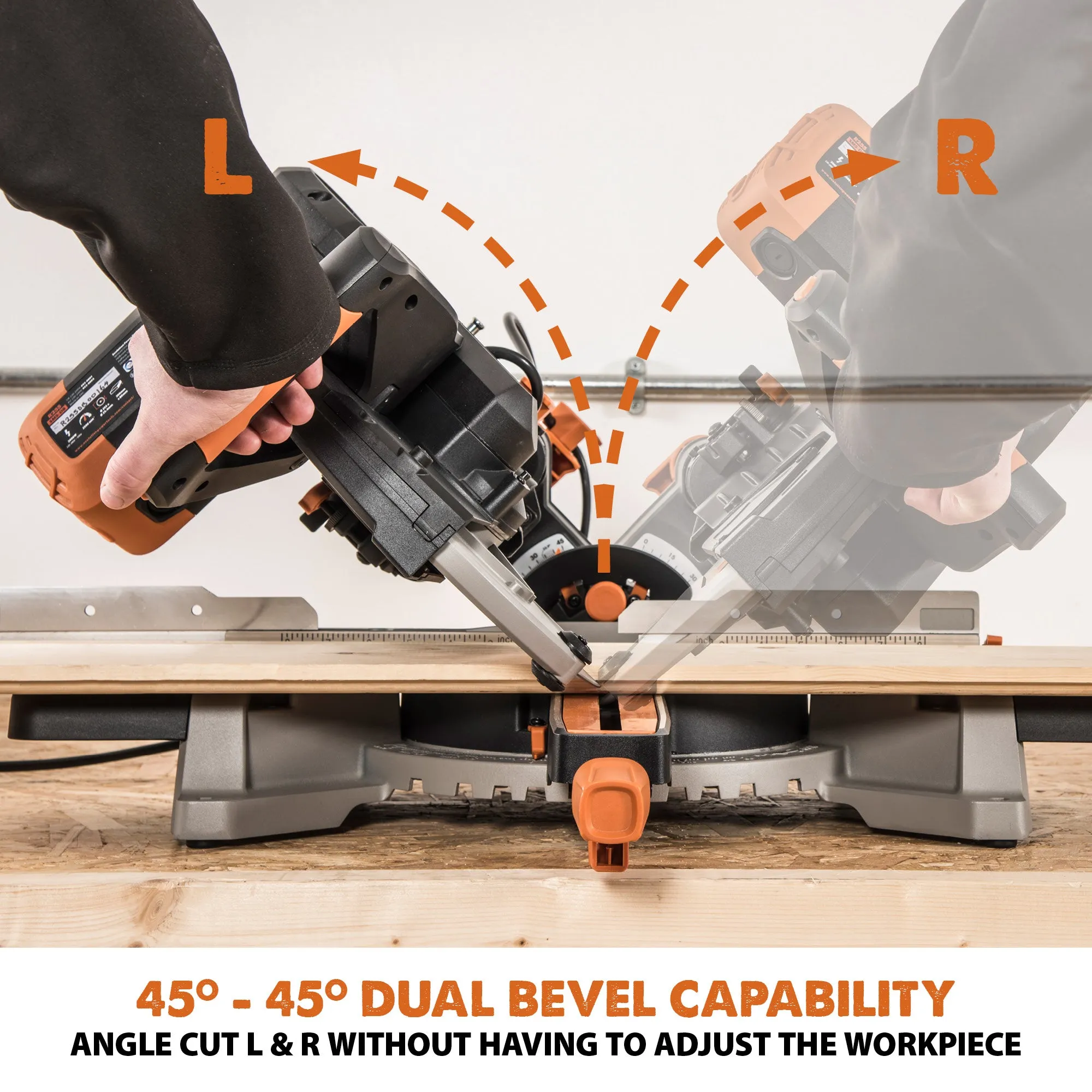 Evolution R255SMS-DB: Dual Bevel Sliding Miter Saw With 10 in. Multi-Material Cutting Blade