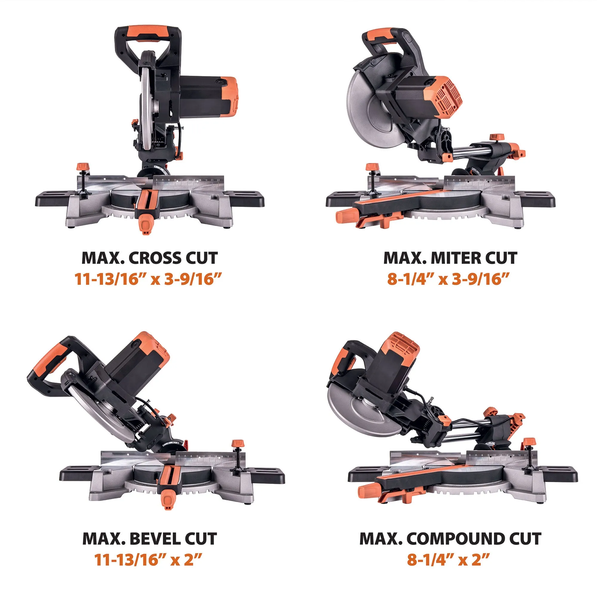 Evolution R255SMSL: Sliding Miter Saw With 10 in. Multi-Material Cutting Blade (Refurbished Like New)