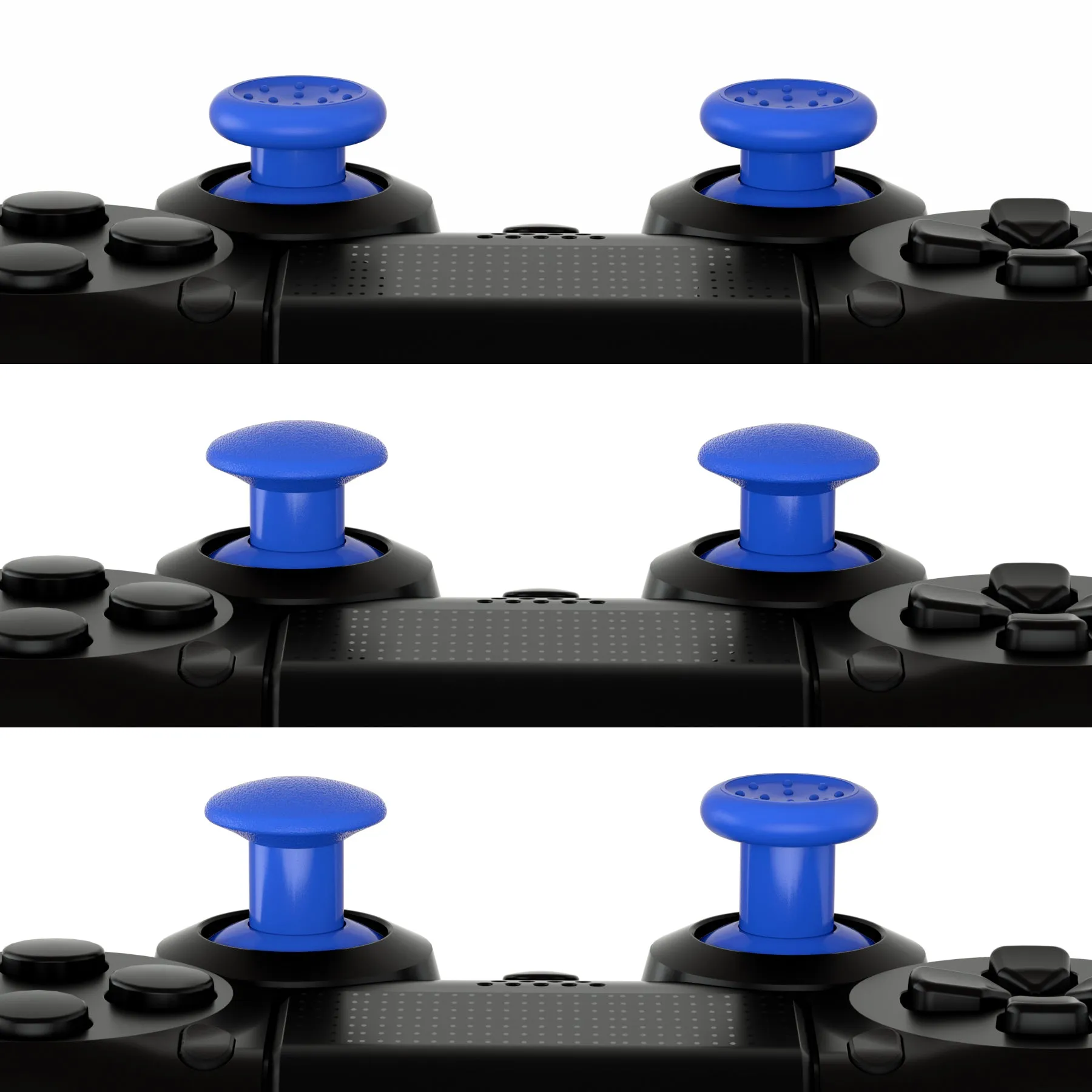 eXtremeRate Blue ThumbsGear Interchangeable Ergonomic Thumbstick for PS5 Controller, for PS4 All Model Controller - 3 Height Domed and Concave Grips Adjustable Joystick - P4J1113