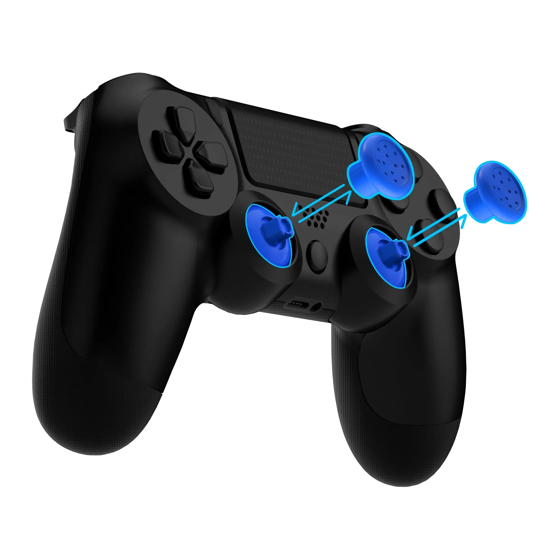 eXtremeRate Blue ThumbsGear Interchangeable Ergonomic Thumbstick for PS5 Controller, for PS4 All Model Controller - 3 Height Domed and Concave Grips Adjustable Joystick - P4J1113