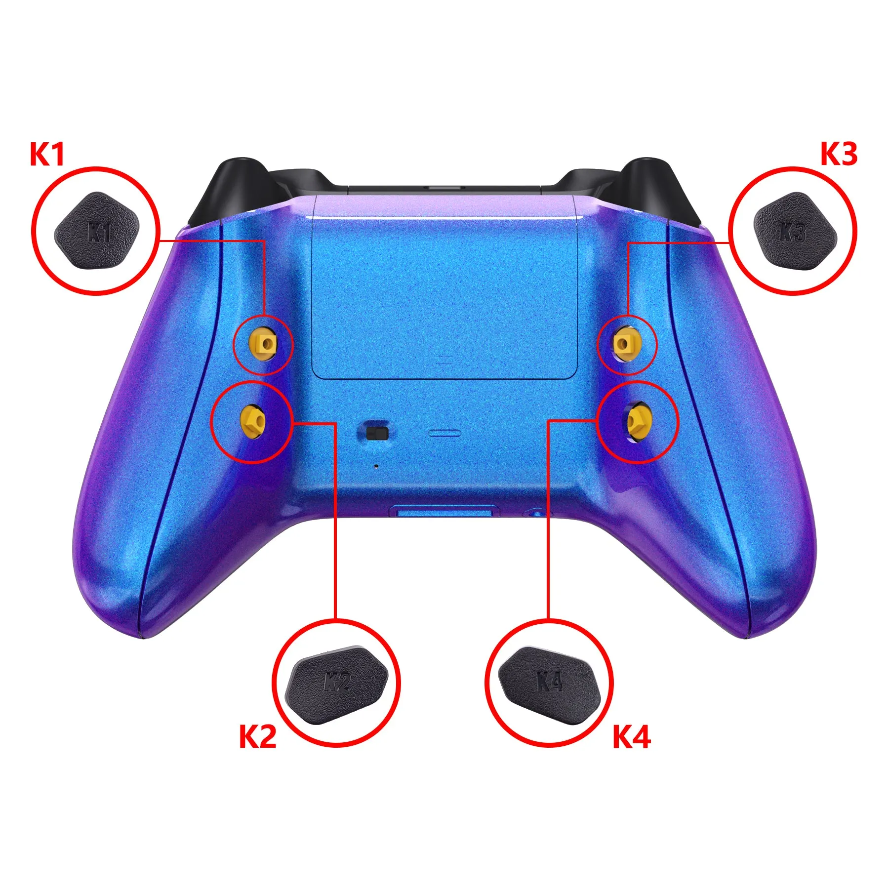 eXtremeRate Chameleon Purple Blue HOPE Remappable Remap Kit for Xbox Series X / S Controller, Upgrade Boards & Redesigned Back Shell & Side Rails & Back Buttons for Xbox Core Controller - Controller NOT Included - RX3P3001