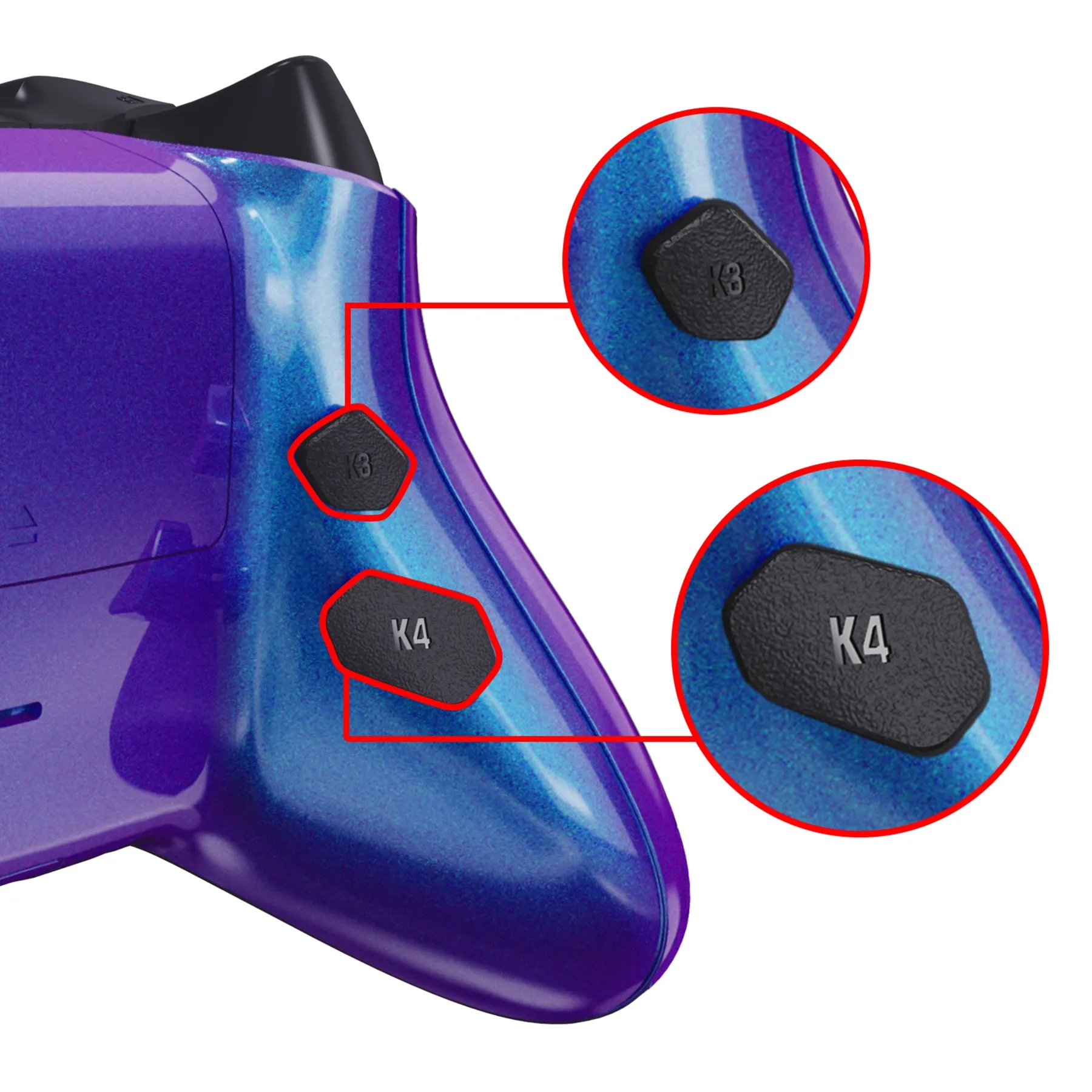 eXtremeRate Chameleon Purple Blue HOPE Remappable Remap Kit for Xbox Series X / S Controller, Upgrade Boards & Redesigned Back Shell & Side Rails & Back Buttons for Xbox Core Controller - Controller NOT Included - RX3P3001