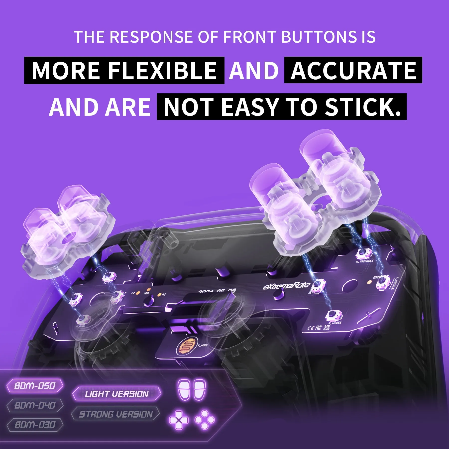 eXtremeRate Light Version Whole Clicky Kit V2 for PS5 Controller BDM-050 Shoulder Face Buttons, Micro Switch L2R2 Clicky Hair Trigger Kit and Tactile L1R1 Face Buttons Mouse Click for PS5 Controller - PFMD018V2