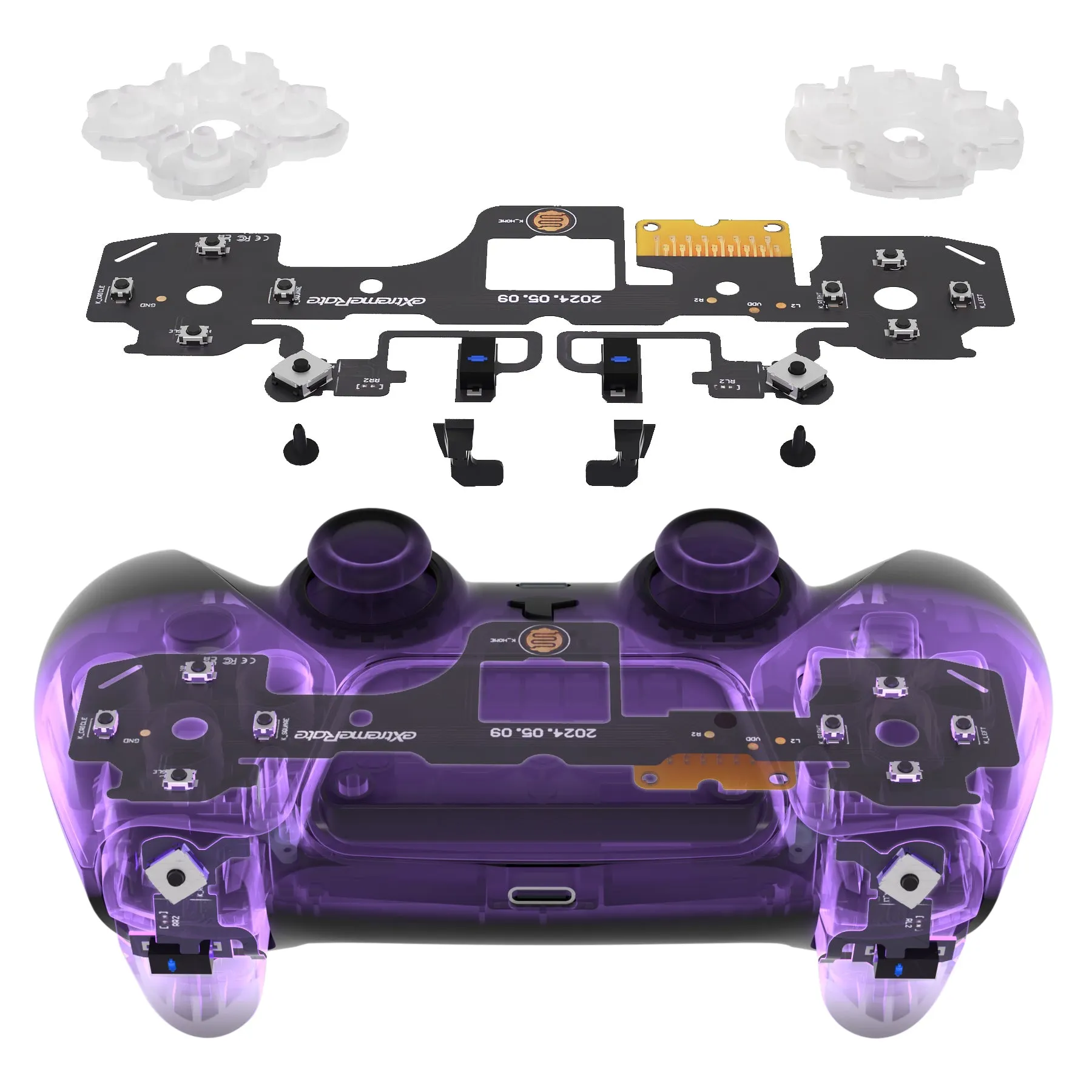 eXtremeRate Light Version Whole Clicky Kit V2 for PS5 Controller BDM-050 Shoulder Face Buttons, Micro Switch L2R2 Clicky Hair Trigger Kit and Tactile L1R1 Face Buttons Mouse Click for PS5 Controller - PFMD018V2