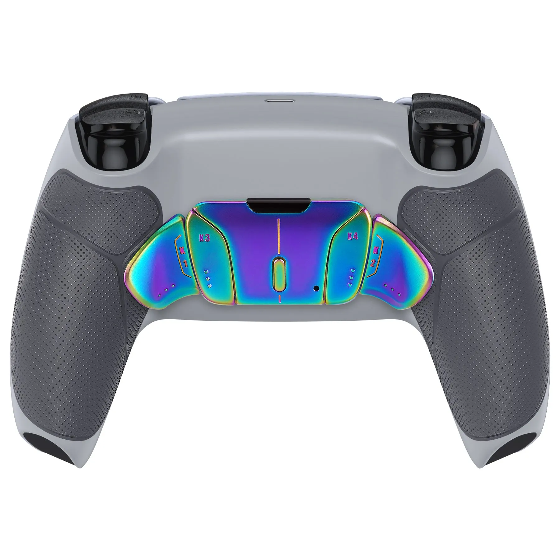 eXtremeRate Rainbow Aura Blue & Purple Real Metal Buttons (RMB) Version RISE4 Remap Kit for PS5 Controller BDM-010/020 - Rubberized New Hope Gray & Classic Gray - YPFJ7013