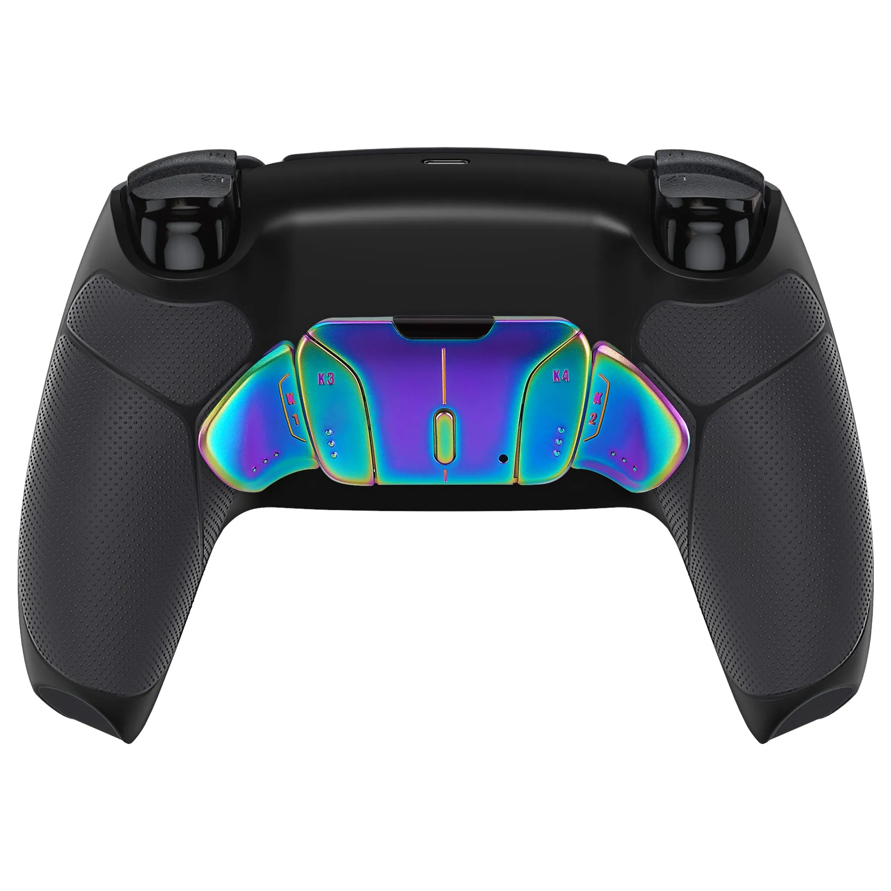 eXtremeRate Rainbow Aura Blue & Purple Real Metal Buttons (RMB) Version RISE4 V3 Remap Kit for PS5 Controller BDM-030/040/050 - Rubberized Black - YPFJ7011G4