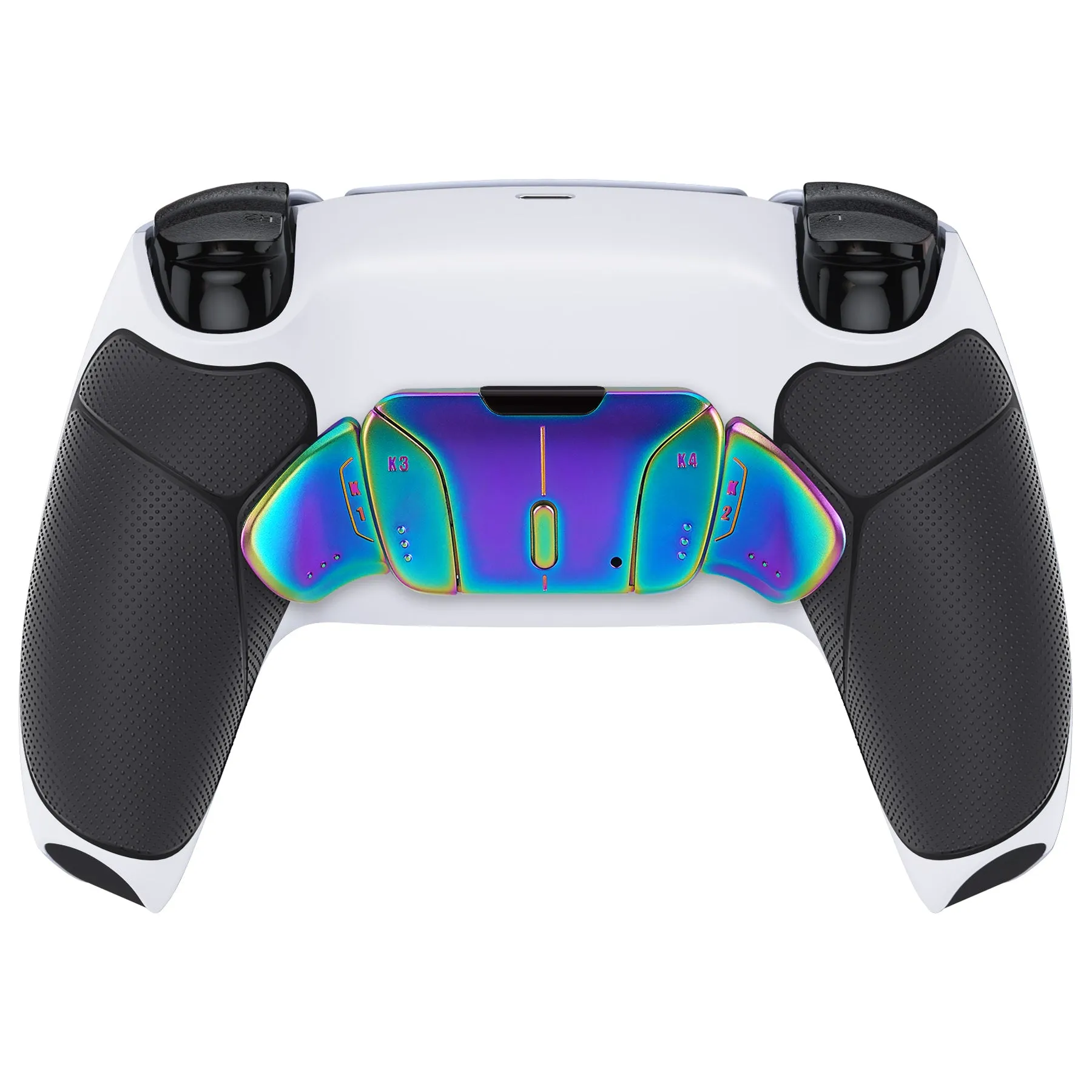 eXtremeRate Rainbow Aura Blue & Purple Real Metal Buttons (RMB) Version RISE4 V3 Remap Kit for PS5 Controller BDM-030/040/050 - Rubberized White Black - YPFJ7012G4