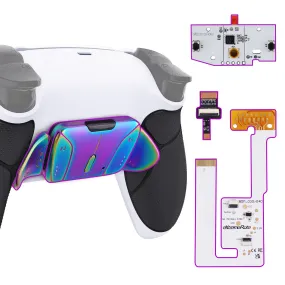 eXtremeRate Rainbow Aura Blue & Purple Real Metal Buttons (RMB) Version RISE4 V3 Remap Kit for PS5 Controller BDM-030/040/050 - Rubberized White Black - YPFJ7012G4