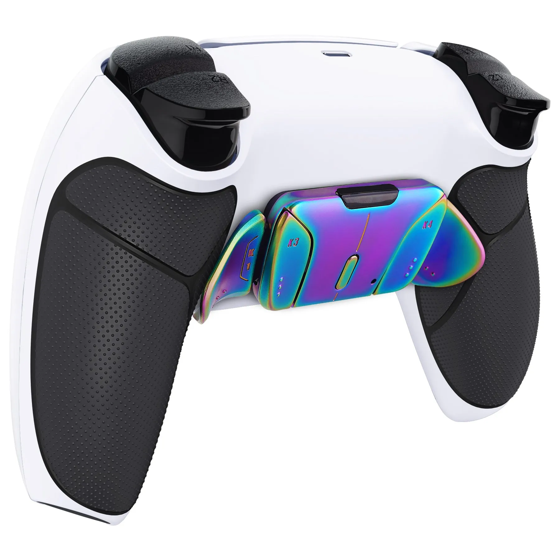 eXtremeRate Rainbow Aura Blue & Purple Real Metal Buttons (RMB) Version RISE4 V3 Remap Kit for PS5 Controller BDM-030/040/050 - Rubberized White Black - YPFJ7012G4