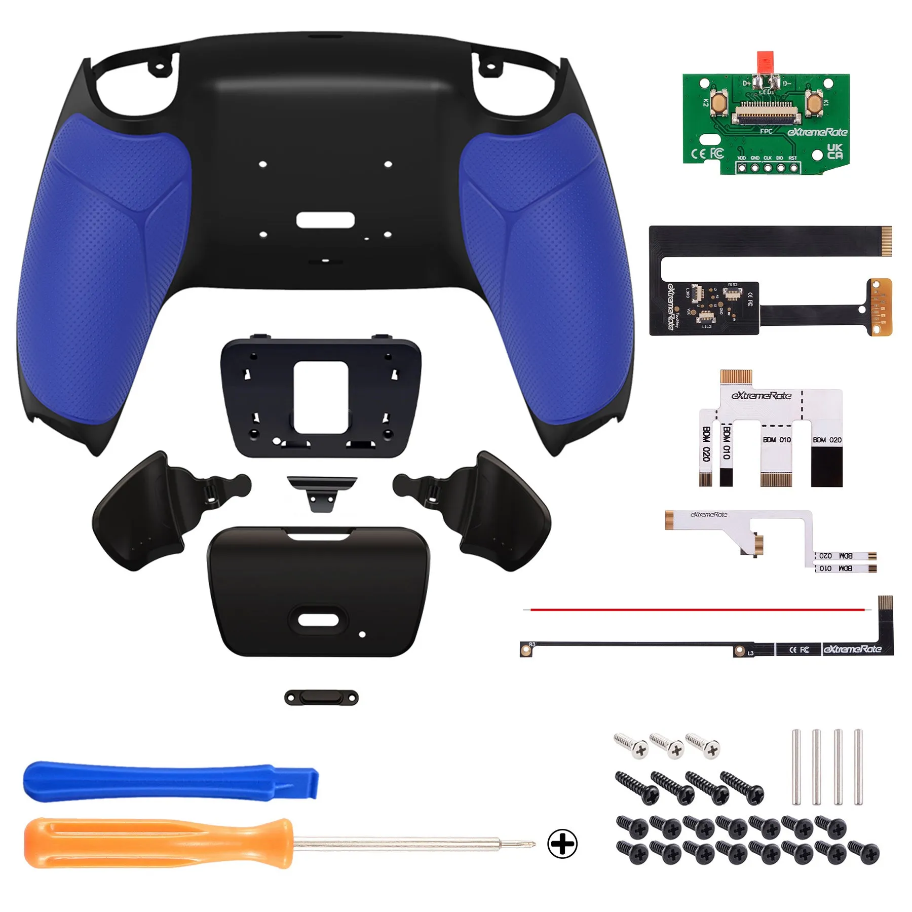 eXtremeRate Remappable Rise 2.0 Remap Kit for PS5 Controller BDM-010/020 - Rubberized Blue - XPFU6003