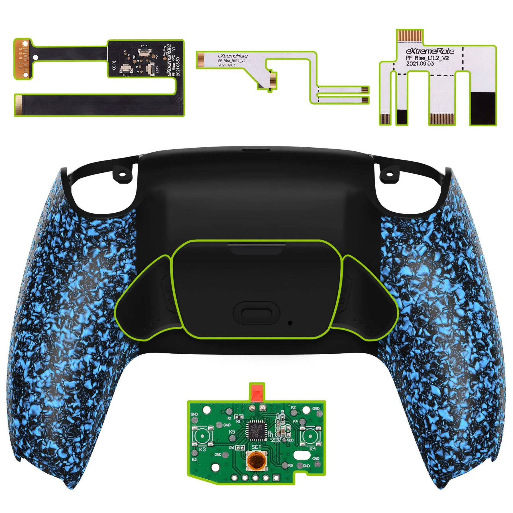 eXtremeRate Remappable Rise 2.0 Remap Kit for PS5 Controller BDM-010/020 - Textured Blue - XPFP3043G2