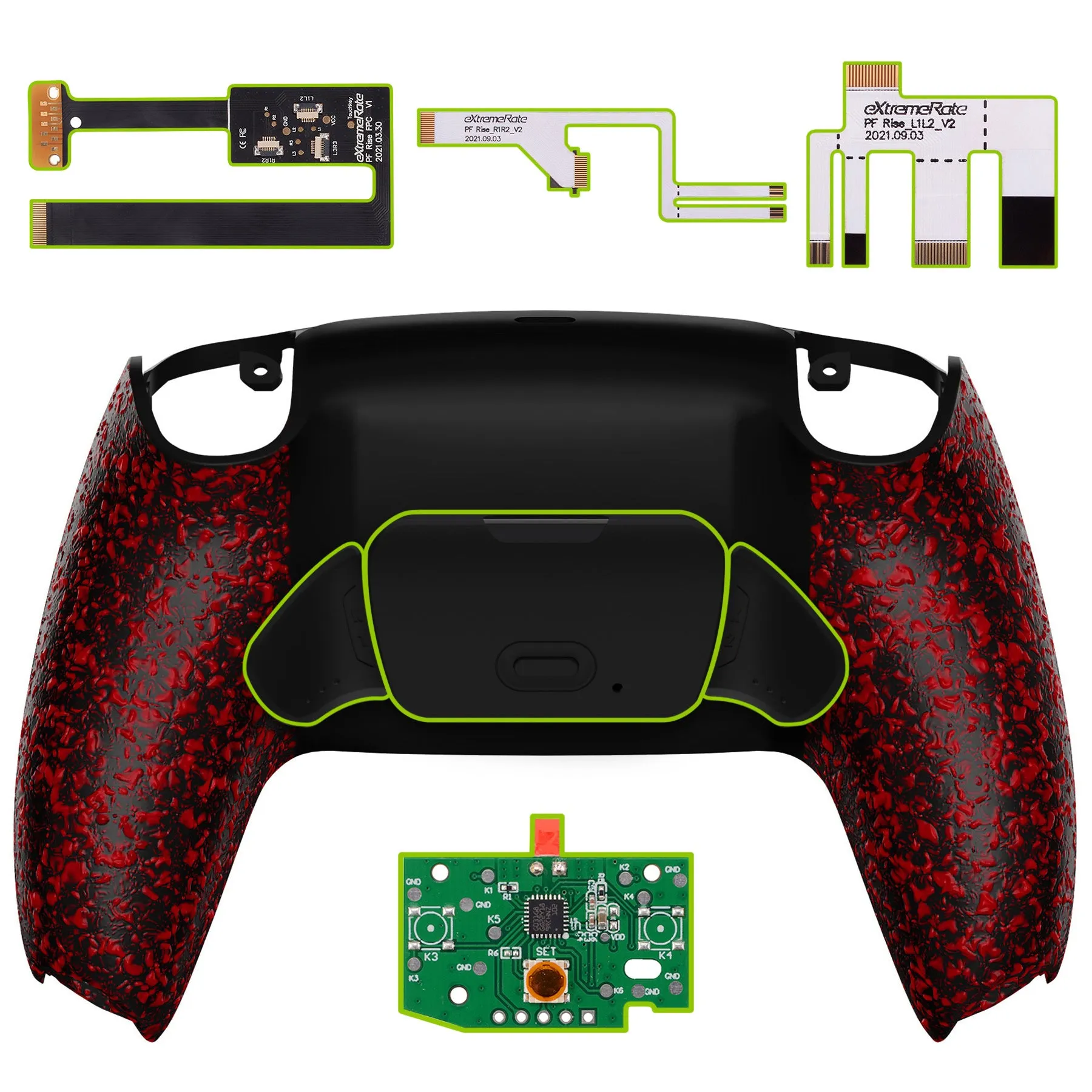 eXtremeRate Remappable Rise 2.0 Remap Kit for PS5 Controller BDM-010/020 - Textured Red - XPFP3042G2