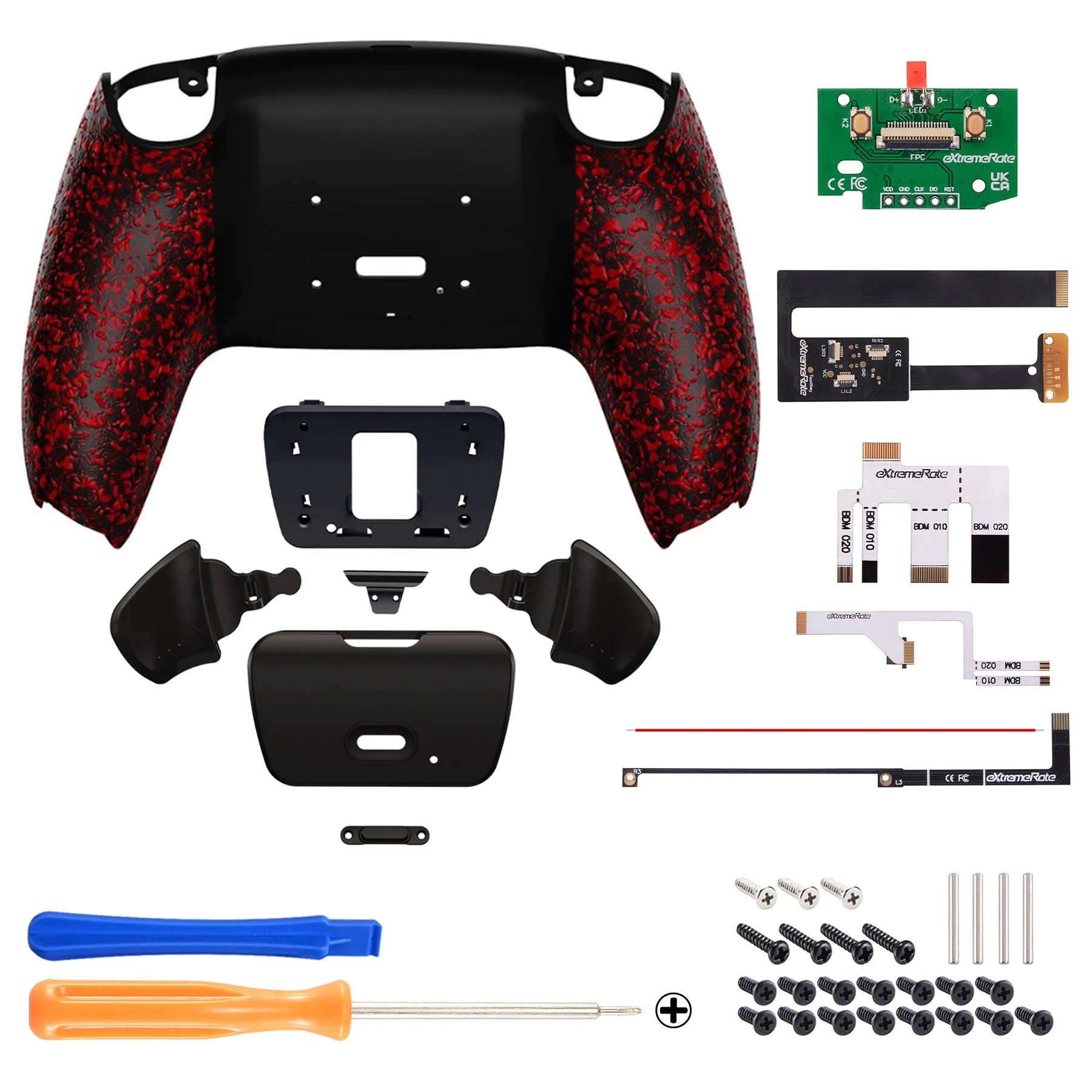 eXtremeRate Remappable Rise 2.0 Remap Kit for PS5 Controller BDM-010/020 - Textured Red - XPFP3042G2