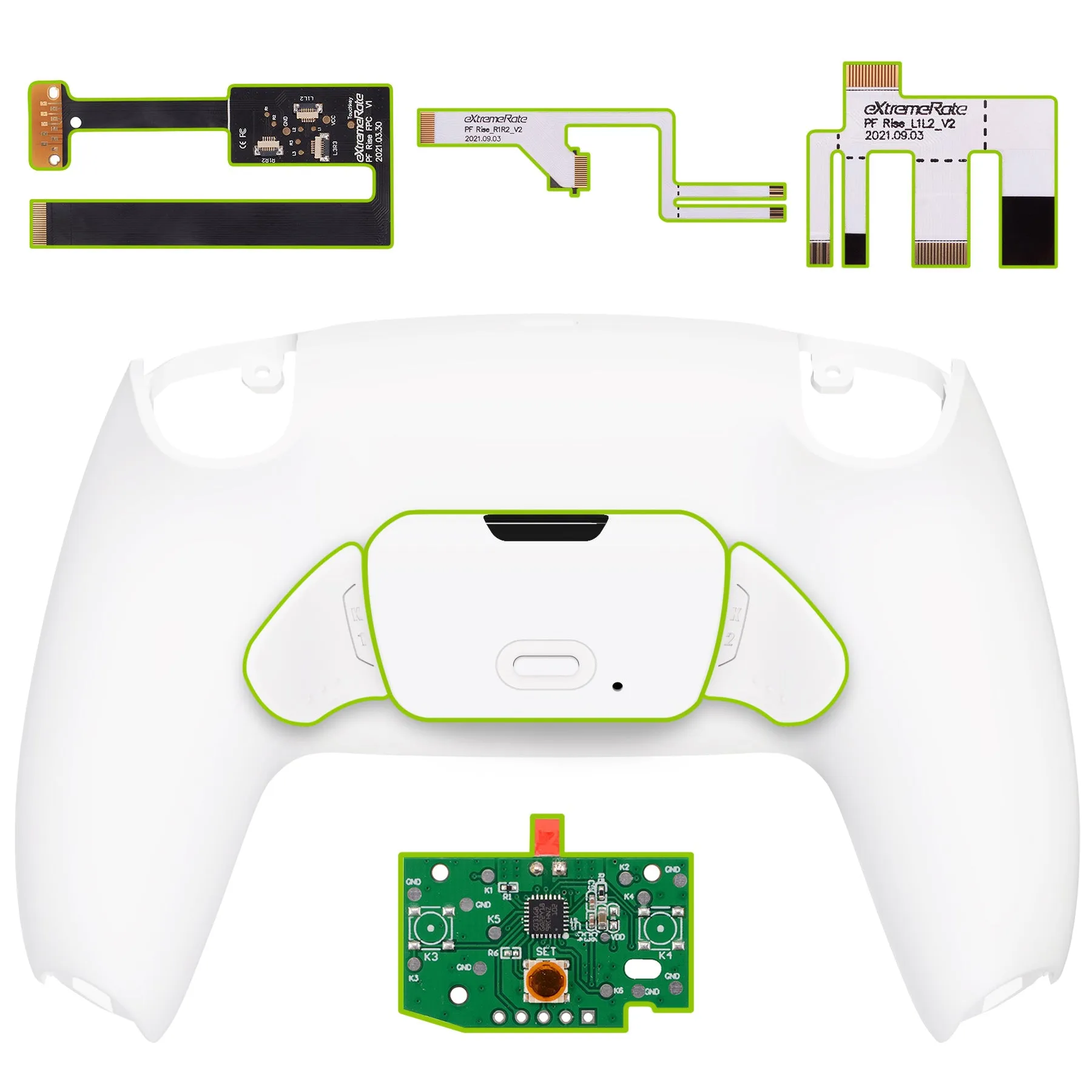 eXtremeRate Remappable Rise 2.0 Remap Kit for PS5 Controller BDM-010/020 - White - XPFP3008G2