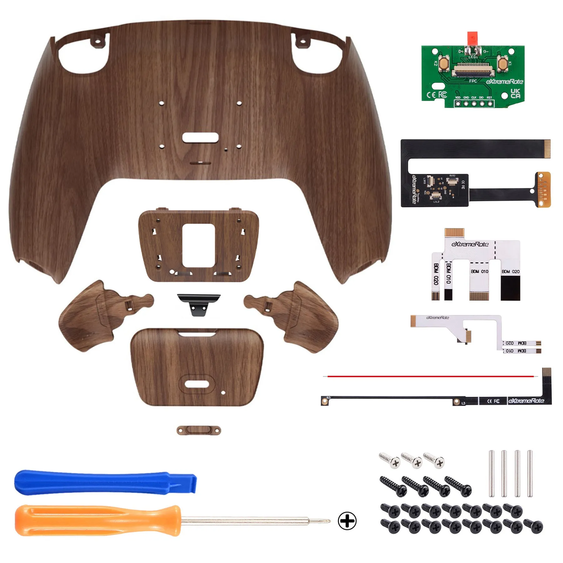 eXtremeRate Remappable Rise 2.0 Remap Kit for PS5 Controller BDM-010/020 - Wood Grain - XPFS2001G2