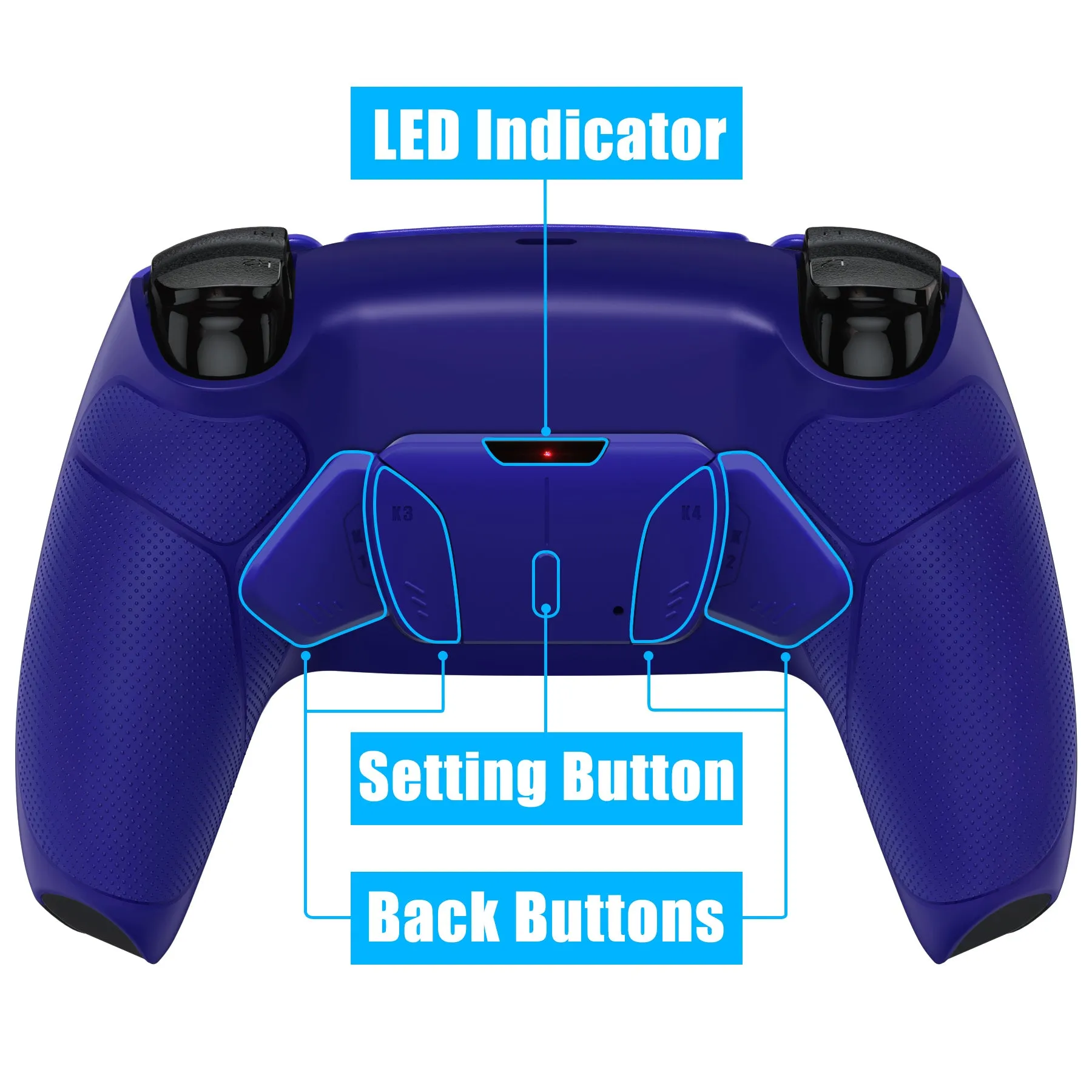 eXtremeRate Remappable RISE4 Remap Kit for PS5 Controller BDM-030/040/050 - Rubberized Cobalt Blue - YPFU6015G3