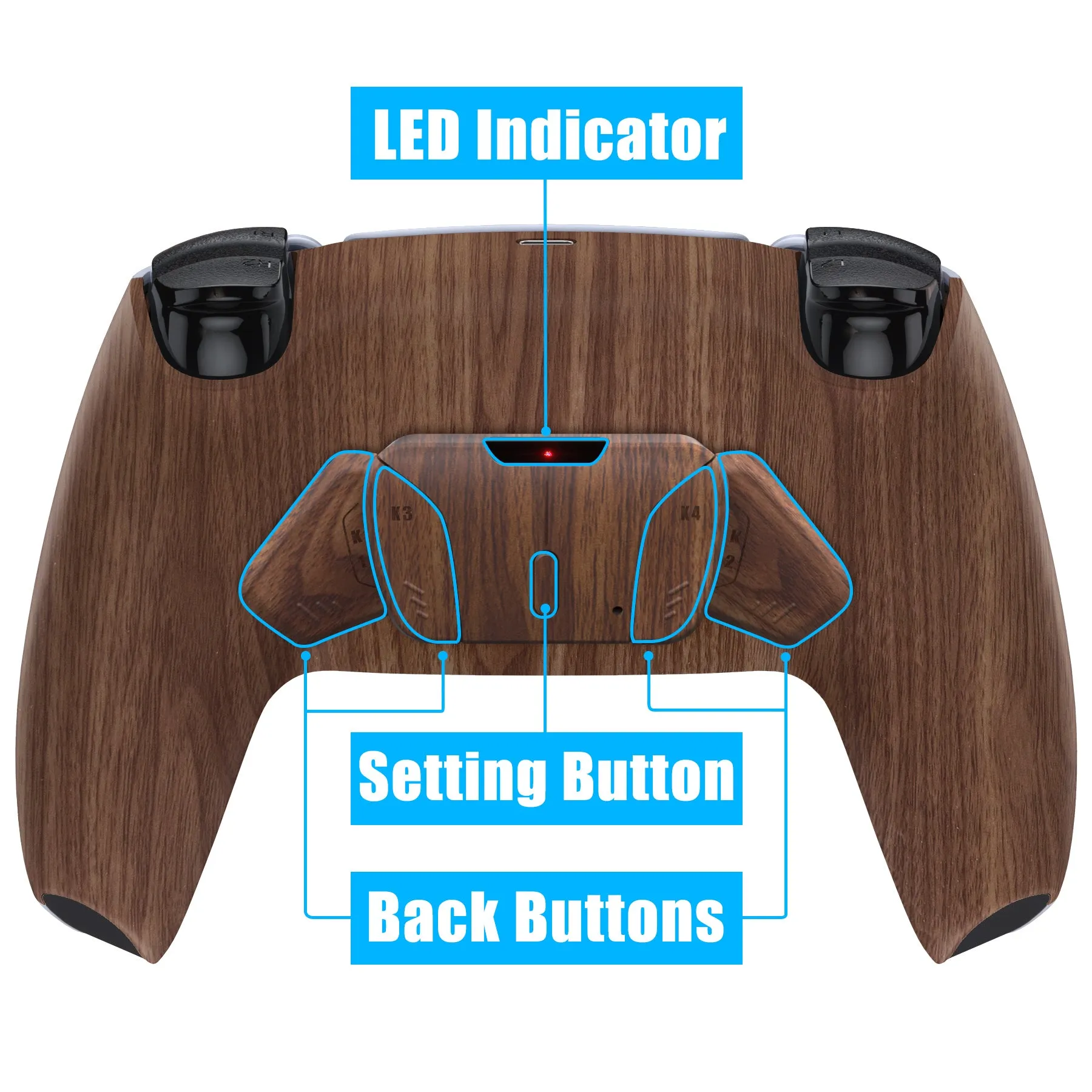 eXtremeRate Remappable RISE4 Remap Kit for PS5 Controller BDM-030/040/050 - Wood Grain - YPFS2001G3