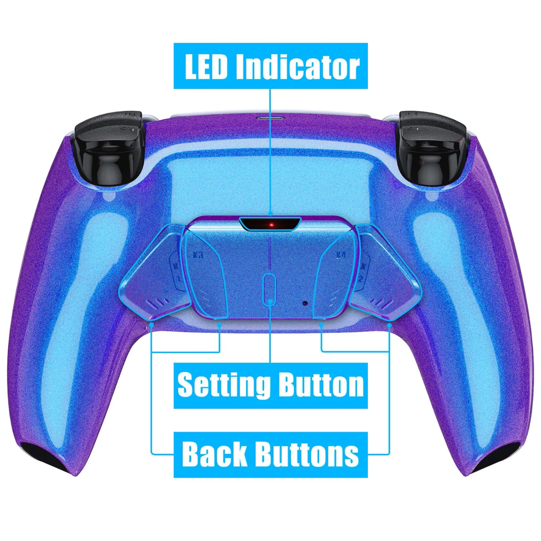 eXtremeRate Remappable RISE4 V3 Remap Kit for PS5 Controller BDM-030/040/050 - Chameleon Purple Blue - YPFP3008G4