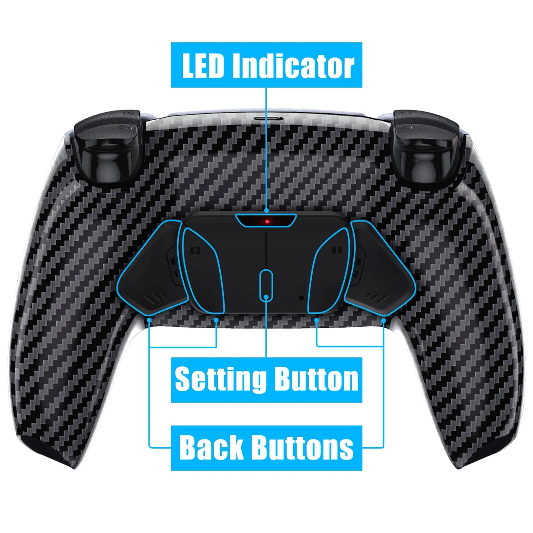 eXtremeRate Remappable RISE4 V3 Remap Kit for PS5 Controller BDM-030/040/050 - Graphite Carbon Fiber - YPFS2002G4