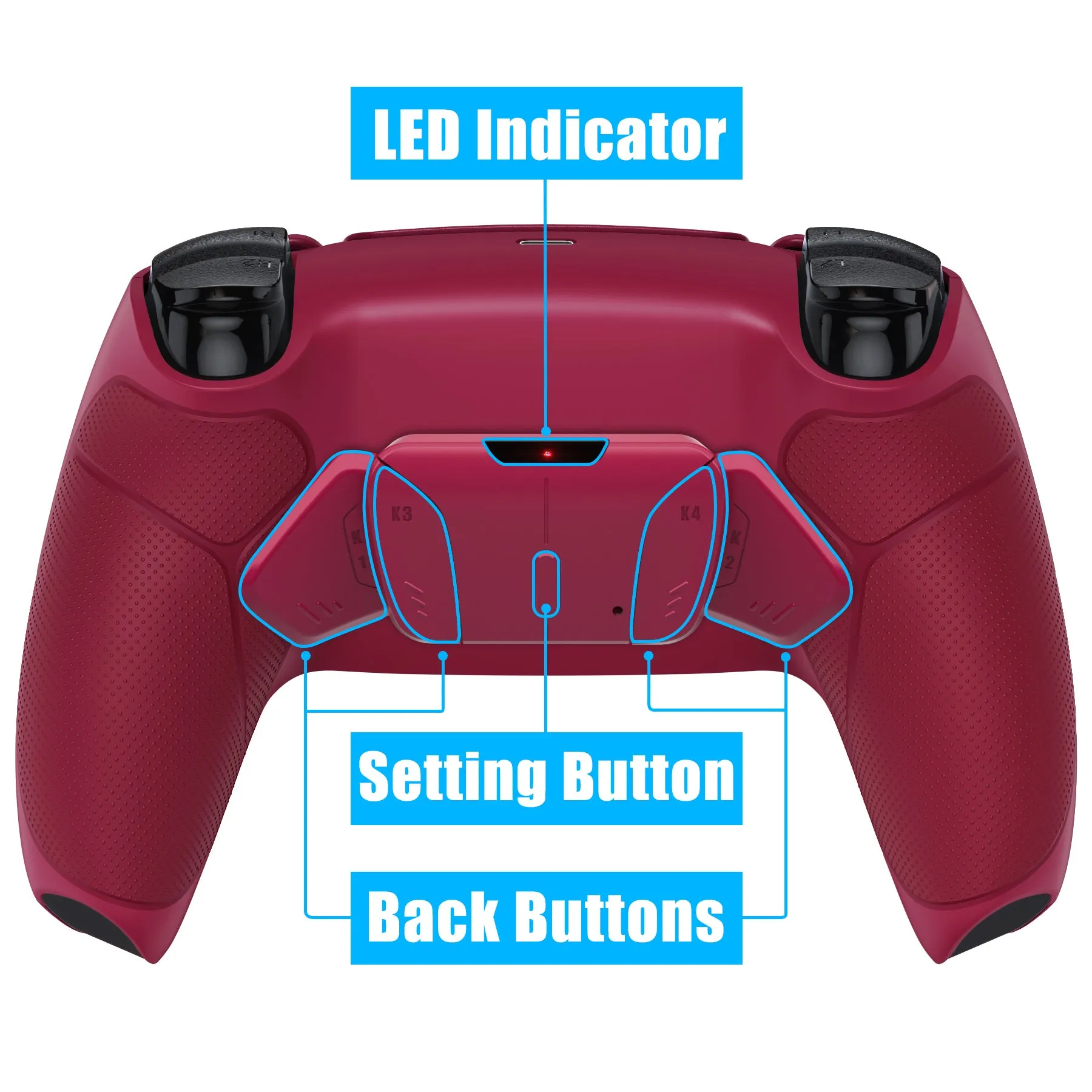 eXtremeRate Remappable RISE4 V3 Remap Kit for PS5 Controller BDM-030/040/050 - Rubberized Cosmic Red - YPFU6008G4