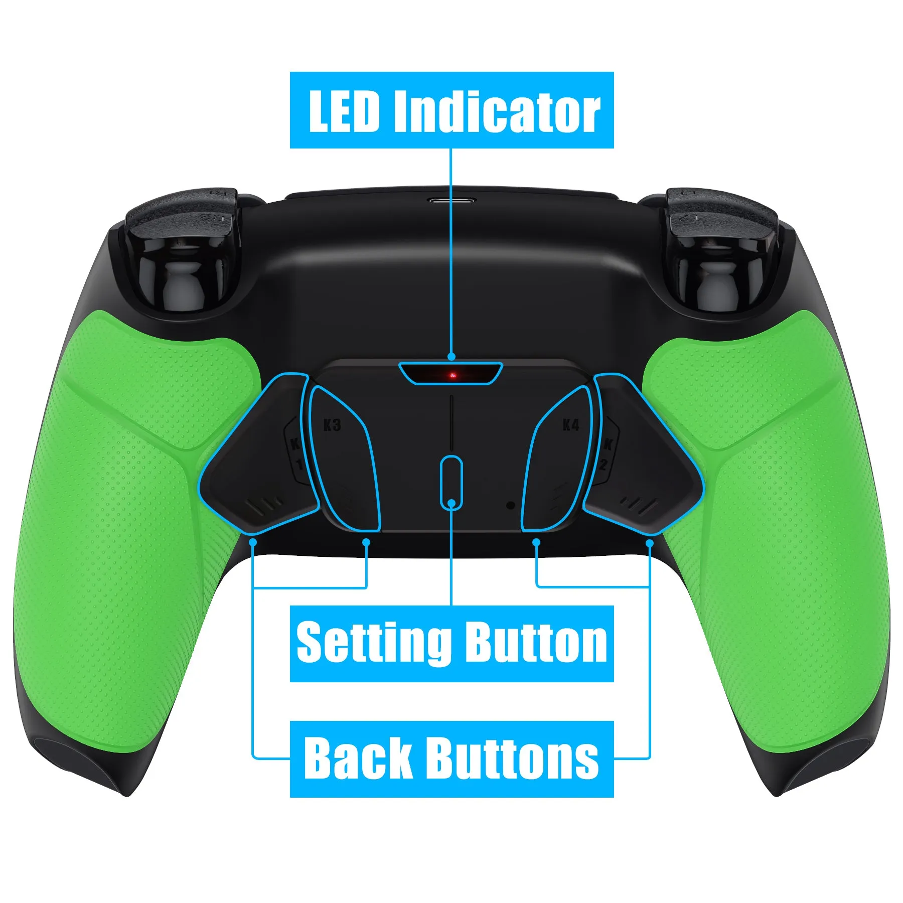 eXtremeRate Remappable RISE4 V3 Remap Kit for PS5 Controller BDM-030/040/050 - Rubberized Green - YPFU6004G4