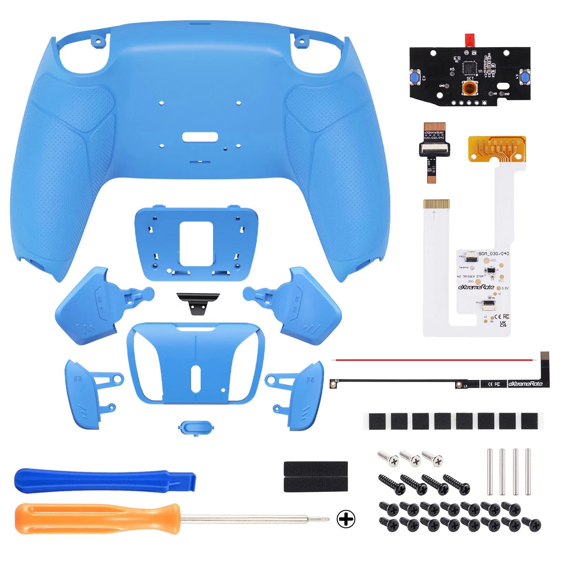 eXtremeRate Remappable RISE4 V3 Remap Kit for PS5 Controller BDM-030/040/050 - Rubberized Starlight Blue - YPFU6006G4