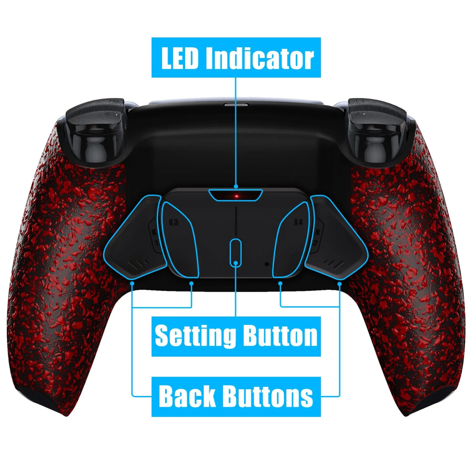 eXtremeRate Remappable RISE4 V3 Remap Kit for PS5 Controller BDM-030/040/050 - Textured Red - YPFP3004G4