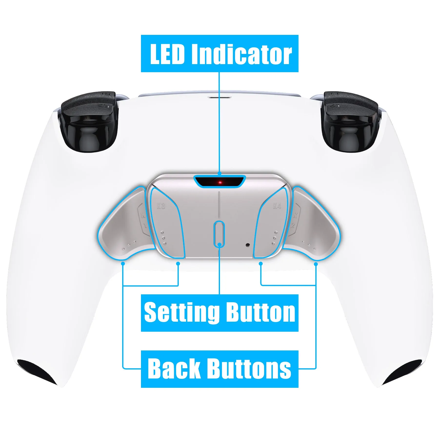 eXtremeRate Silver Real Metal Buttons (RMB) Version RISE4 Remap Kit for PS5 Controller BDM-030/040/050 - White - YPFJ7008G3