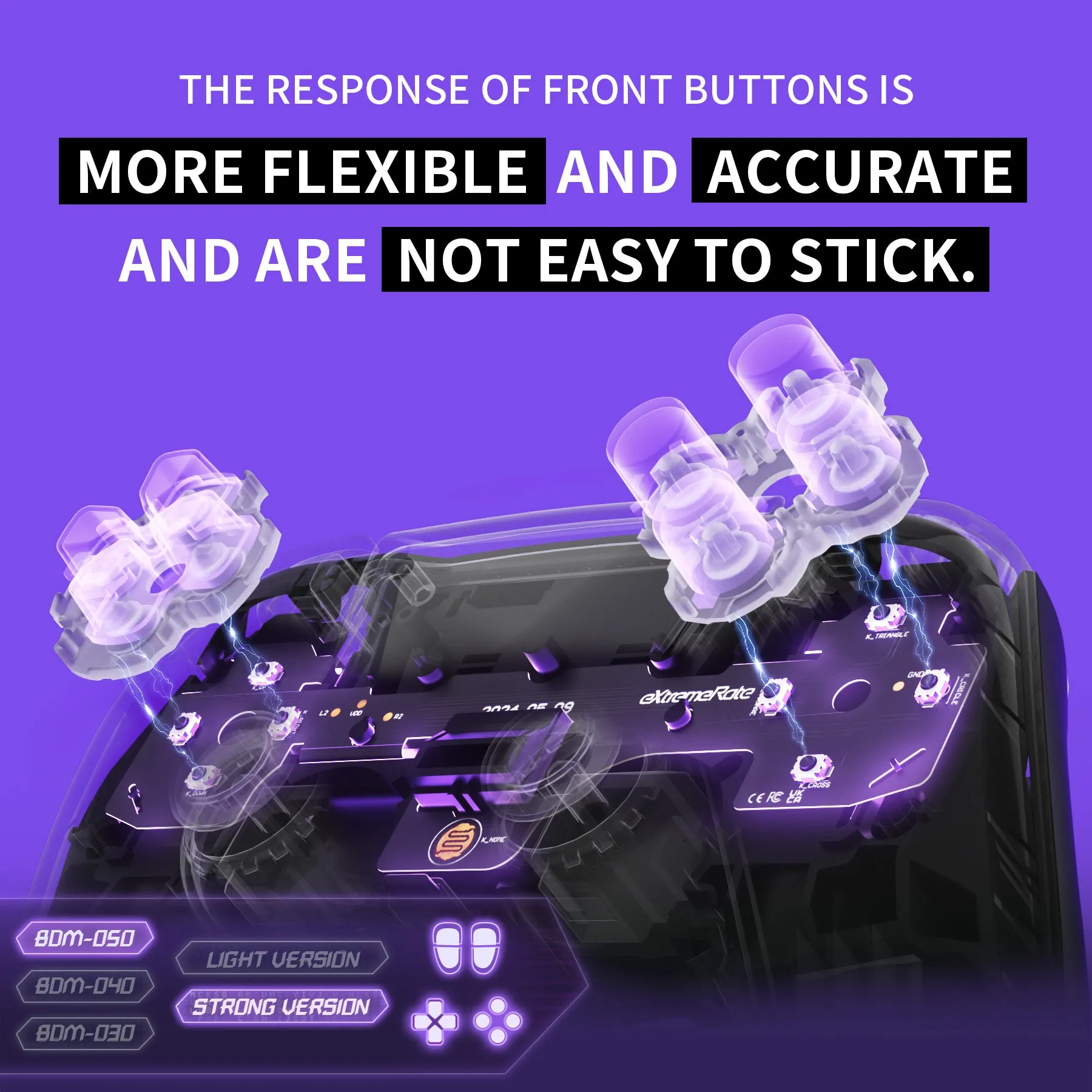 eXtremeRate Strong Version Whole Clicky Kit V2 for PS5 Controller BDM-050 Shoulder Face Buttons, Micro Switch L2R2 Clicky Hair Trigger Kit and Tactile L1R1 Face Buttons Mouse Click for PS5 Controller - PFMD017V2