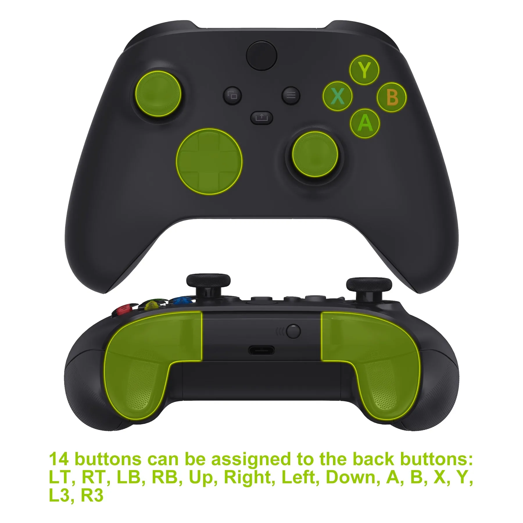 eXtremeRate Textured Light Green HOPE Remappable Remap Kit for Xbox Series X / S Controller, Upgrade Boards & Redesigned Back Shell & Side Rails & Back Buttons for Xbox Core Controller - Controller NOT Included - RX3P3047