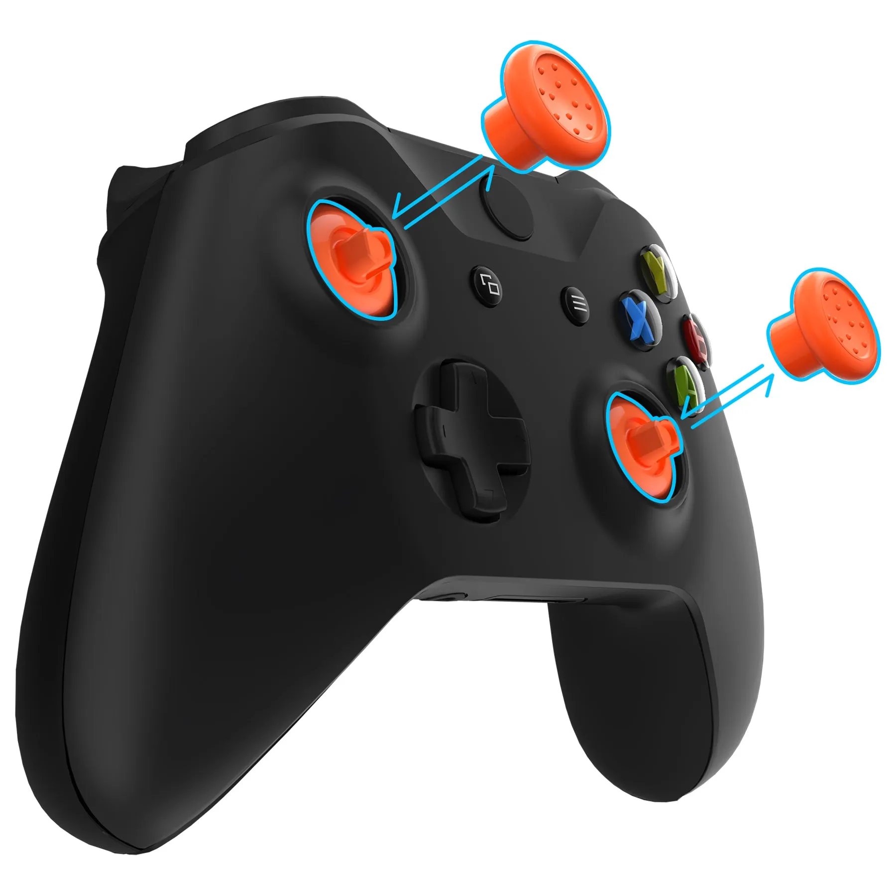 eXtremeRate ThumbsGear Interchangeable Ergonomic Thumbstick for Xbox Series X & S/Xbox One/Xbox One Elite/Xbox One S & X Controller with 3 Height Domed and Concave Grips Adjustable Joystick - Orange - XOJ2115