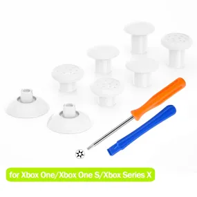 eXtremeRate ThumbsGear Interchangeable Ergonomic Thumbstick for Xbox Series X & S/Xbox One/Xbox One Elite/Xbox One S & X Controller with 3 Height Domed and Concave Grips Adjustable Joystick - White - XOJ2105