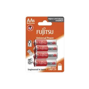 Fujitsu Alkaline Battery Universal Power AA 6PCS - LR6(6B)FU-W-FI