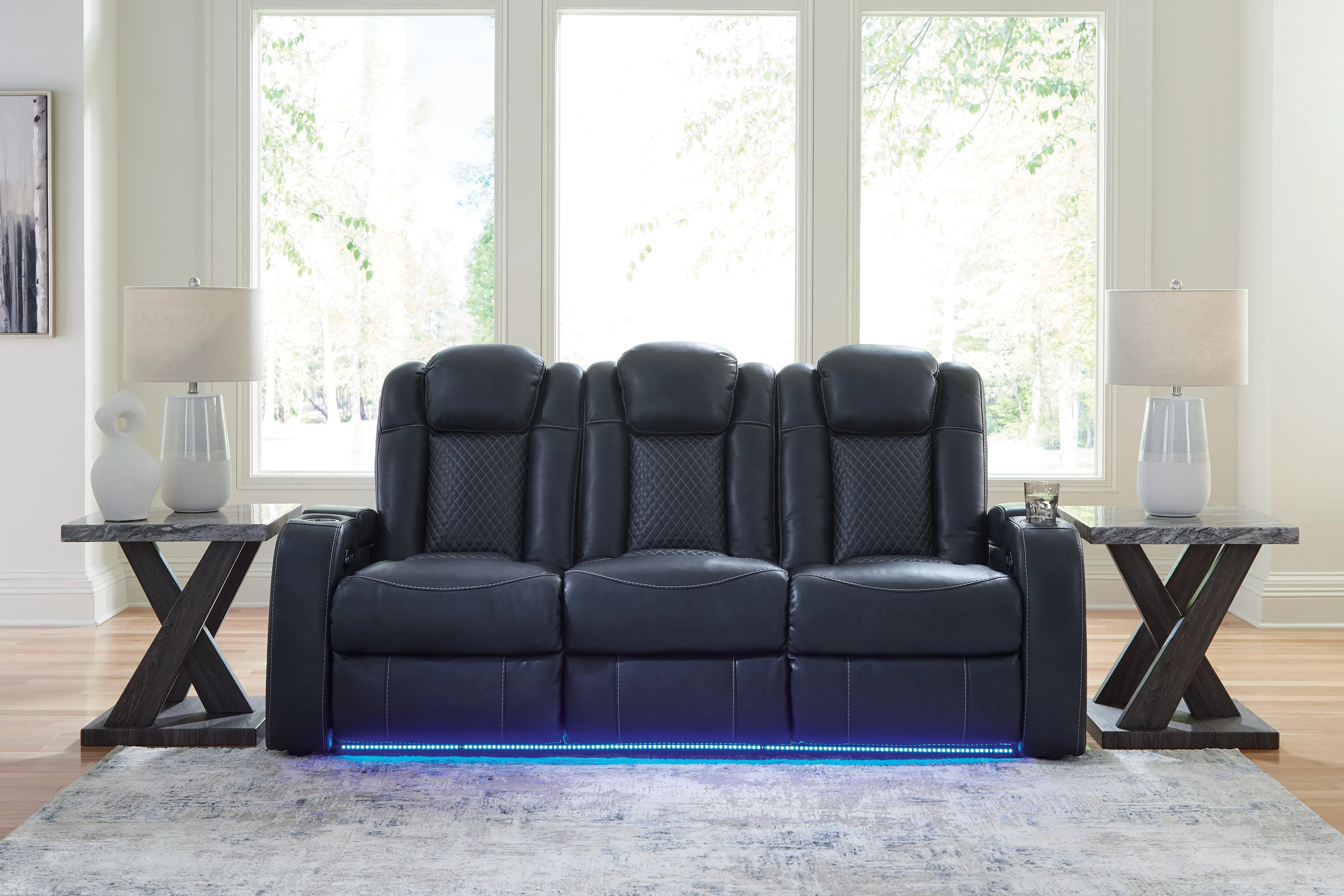 Fyne-Dyme Sofa, Loveseat and Recliner in Sapphire