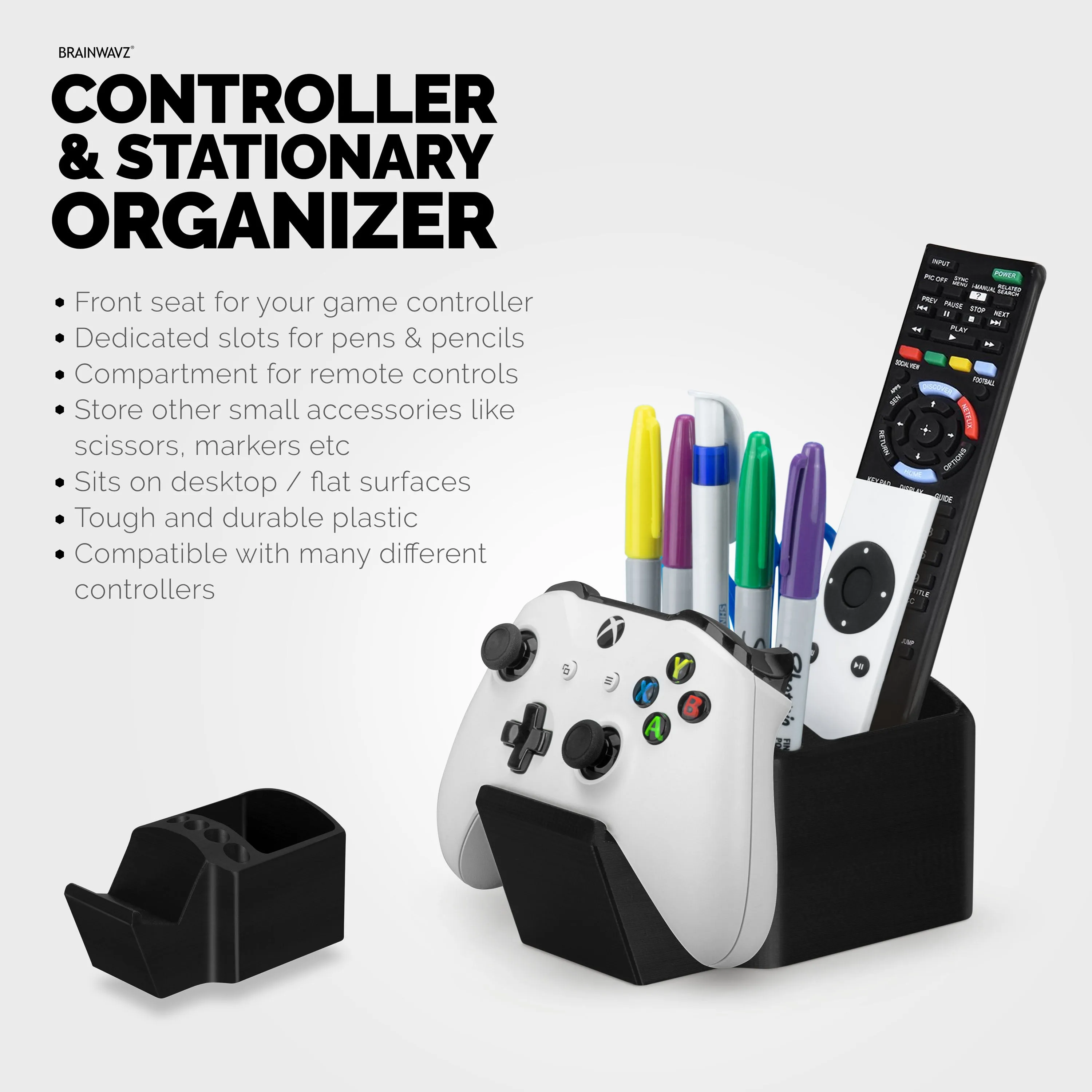 Game Controller, TV Remote Control & Pens Pencils Stationery Storage Desktop Organizer Holder, Universal Design for Xbox ONE PS5 PS4 PC Gamepads (D04)